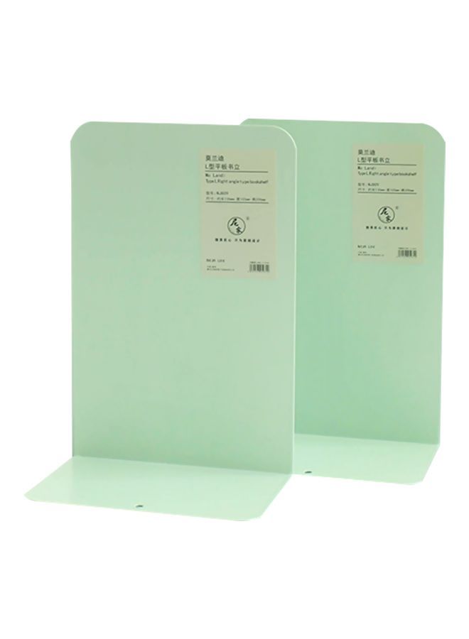 NIBEMINENT Metal L-Shaped Bookends Green - Image 1