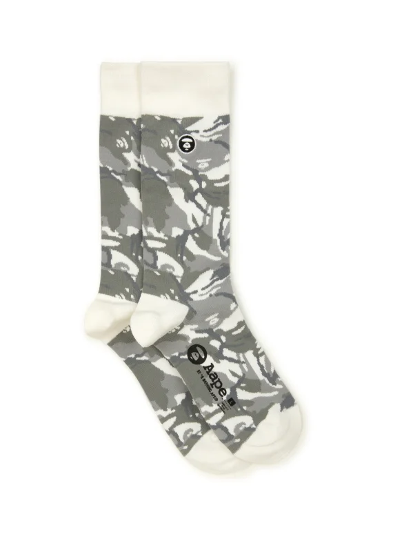 AAPE Moonface logo camo crew socks