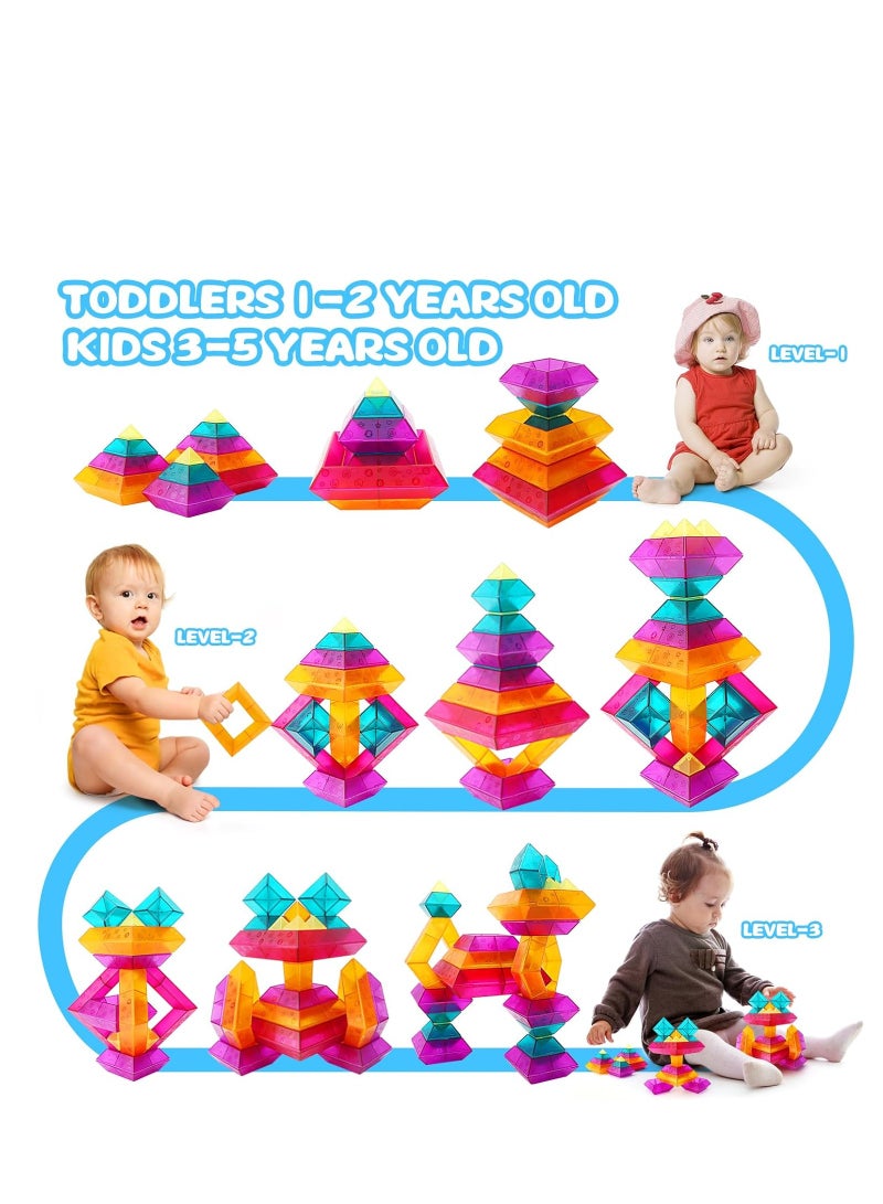 KASTWAVE Pyramid Stacking Blocks Toys, Montessori Toys, for Toddlers 2 3 4 5 6 Year Old, 30 Pcs Building Blocks for Toddlers, STEM Preschool Educational Toy Gifts for Toddlers Boys Girls - Image 4