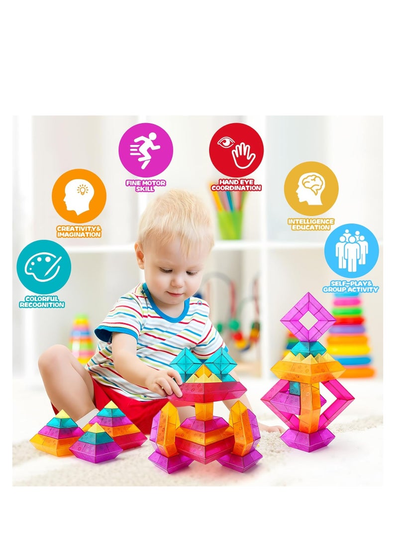 KASTWAVE Pyramid Stacking Blocks Toys, Montessori Toys, for Toddlers 2 3 4 5 6 Year Old, 30 Pcs Building Blocks for Toddlers, STEM Preschool Educational Toy Gifts for Toddlers Boys Girls - Image 3