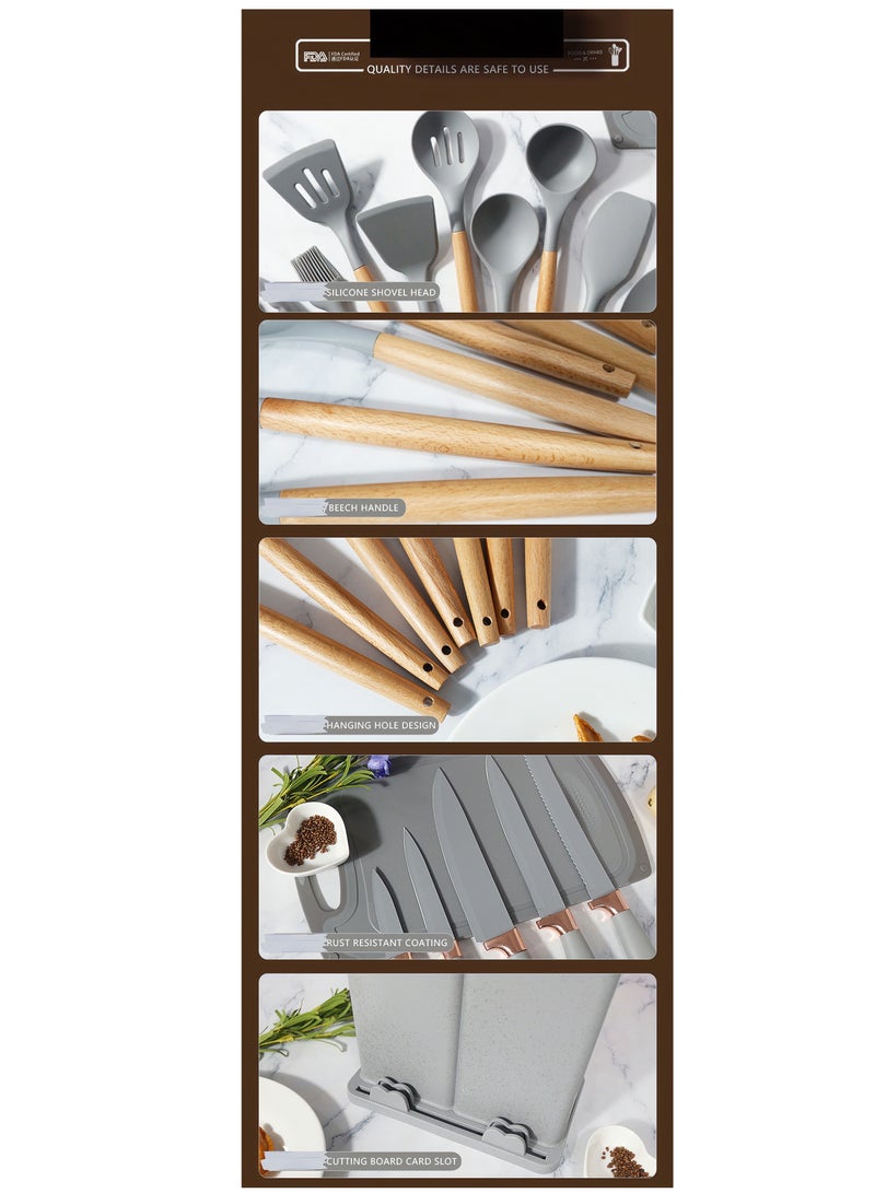 جولدفش طقم أدوات مطبخ من السيليكون مكون من 19 قطعة - Image 3