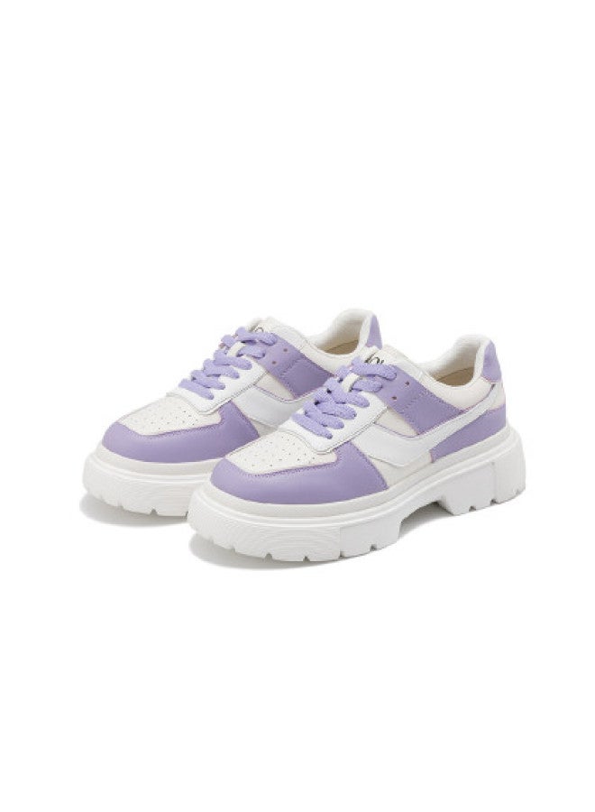 AOKANG Sports Leather Shoes】 Women's Shoes Spring Sports Leather Shoes Casual Sneakers With Color Blocking, Trendy Cushioning, And Comfortable Leisure Wear For Women - Image 1