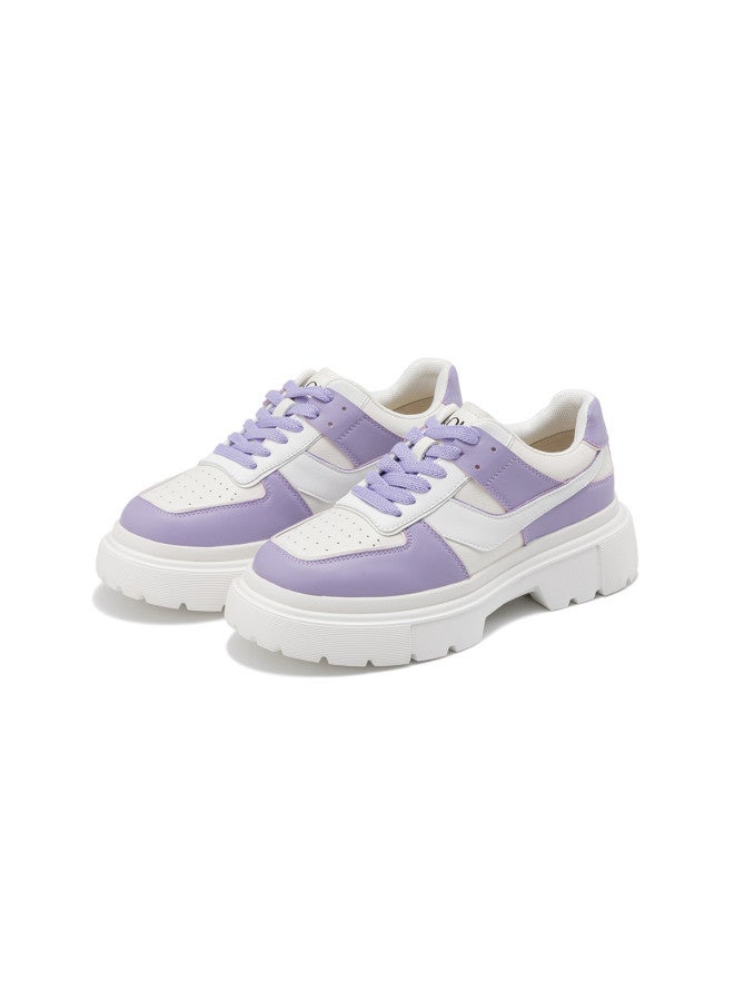 AOKANG Sports Leather Shoes】 Women's Shoes Spring Sports Leather Shoes Casual Sneakers With Color Blocking, Trendy Cushioning, And Comfortable Leisure Wear For Women - Image 2