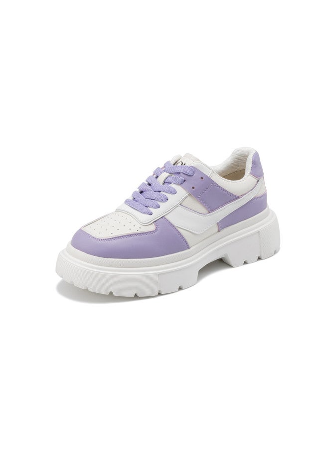 AOKANG Sports Leather Shoes】 Women's Shoes Spring Sports Leather Shoes Casual Sneakers With Color Blocking, Trendy Cushioning, And Comfortable Leisure Wear For Women - Image 3