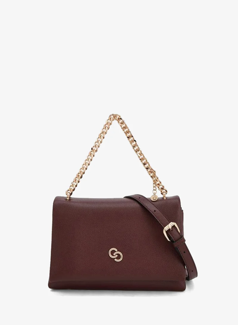 Chain Accent Crossbody Bag With Detachable Strap