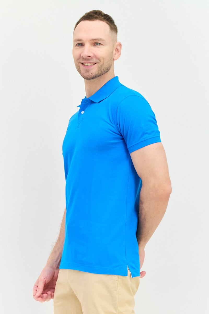 Harmont  Blaine Sport Men Narrow Fit Short Sleeve Outdoor Polo Shirts, True Blue - Image 2