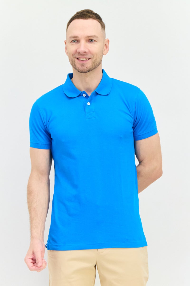 Harmont  Blaine Sport Men Narrow Fit Short Sleeve Outdoor Polo Shirts, True Blue - Image 1