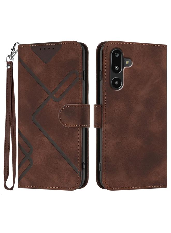 S-TOP Case For Samsung Galaxy F16 5G / M16 5G Line Pattern Skin Feel Leather Phone Case - Image 1