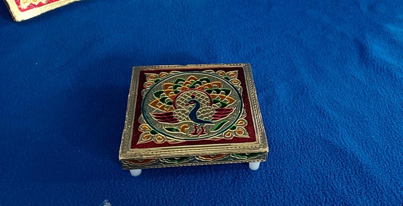 Generic Handicraft Wooden chowki 55 inch Peacock Patten 3 PIS  - Image 3
