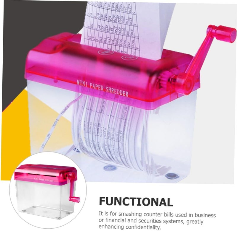 Vosarea Convenient Hand Crank Paper Shredder Small Desktop Manual Shredder for Office Home Use Lightweight Document Cutter Red - Image 4