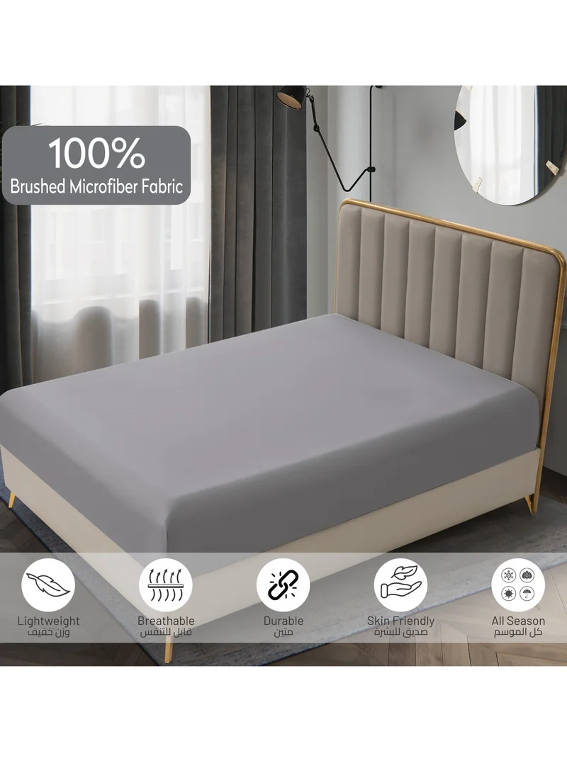 Donetella Bedding Fitted Sheet - Fits 90x190 Cm Bed For Single Bed 2 Pcs (1 Fitted Sheet and 1 Pillowcase) - 30 Cm Deep Pocket - Solid Bed Sheet