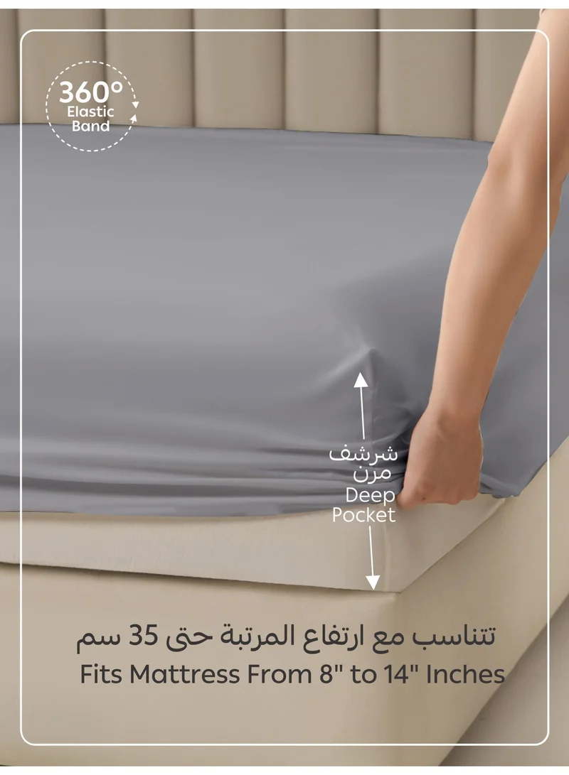Donetella SINGLE (90x200 cm) Bedding Fitted Sheet - Fits 90x200 Cm Bed For Single Bed 2 Pcs (1 Fitted Sheet and 1 Pillowcase) - 30 Cm Deep Pocket - Solid Bed Sheet  | Best Price UAE
