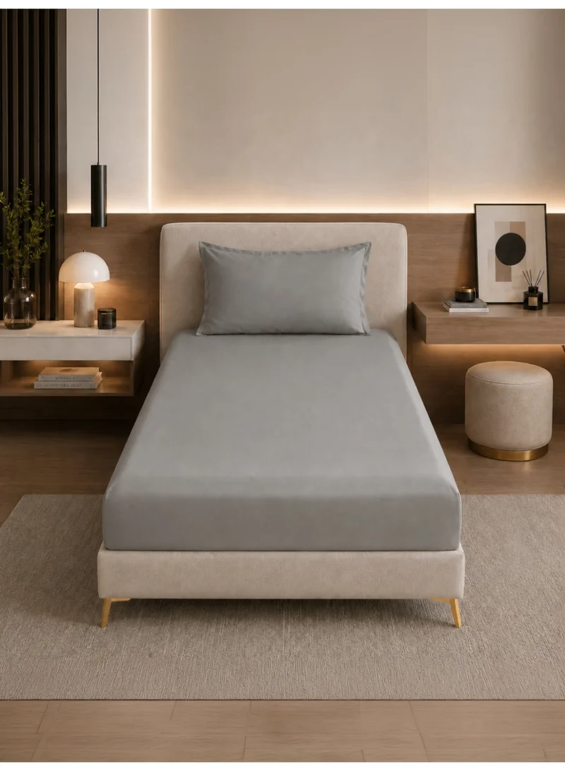 Bedding Fitted Sheet - Fits 90x200 Cm Bed For Single Bed 2 Pcs (1 Fitted Sheet and 1 Pillowcase) - 30 Cm Deep Pocket - Solid Bed Sheet