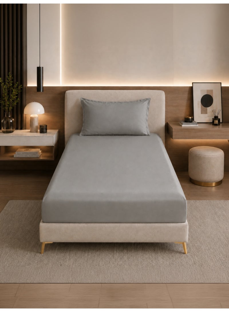 Donetella Bedding Fitted Sheet - Fits 90x200 Cm Bed For Single Bed 2 Pcs (1 Fitted Sheet and 1 Pillowcase) - 30 Cm Deep Pocket - Solid Bed Sheet - Image 1