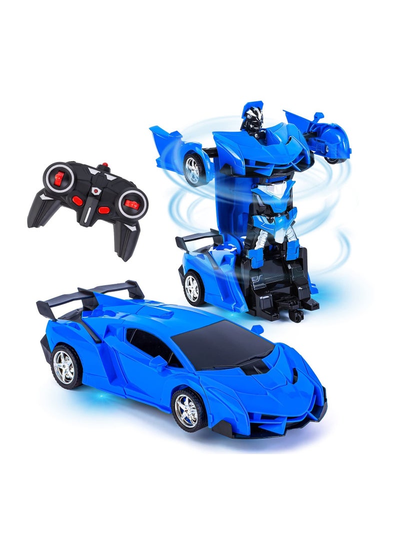 2in1 Remote Control Transforming Car Toy for Kids Ages 5 to 12 Blue Racing Robot Perfect Gift for Boys and Girls - Image 1