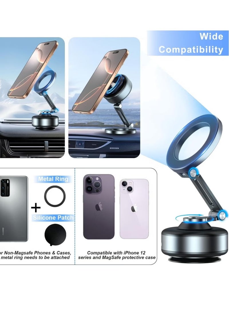 JAJEEK Upgraded Vacuum Suction Cup Mount Magnetic Car Phone Holder – 360° Rotating, Universal Fit for iPhone 16/15/14/13/12, Samsung S25 Ultra/S24 Ultra/S23 Ultra/S22 – For Cars, Showers, Mirrors & Smooth Surfaces – Easy Installation (Not for Charging) - Image 2