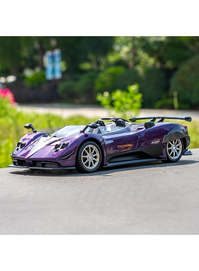 1/24 Pagani Zonda HP Barchetta Model Car, Zinc Alloy Pull Back Vehicles Model Car with Sound and Light for Collectors & Children 3 Years Old Birthday Gift (Purple) - Image 4