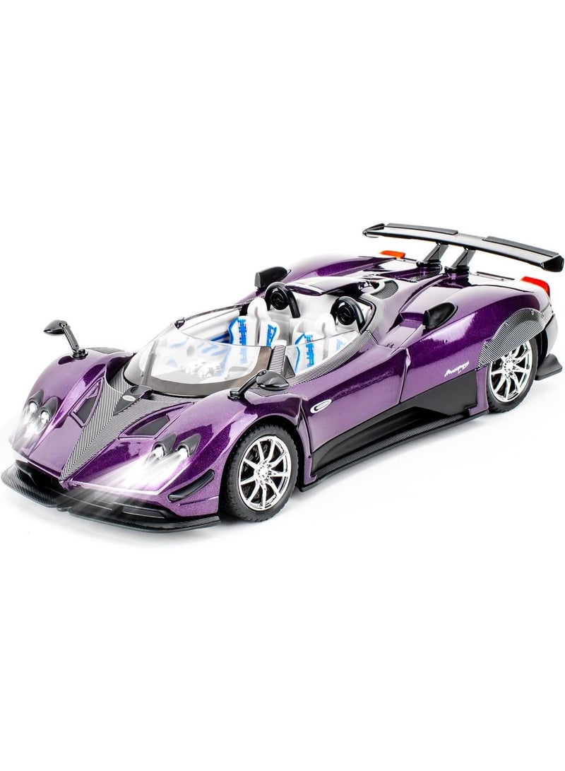 1/24 Pagani Zonda HP Barchetta Model Car, Zinc Alloy Pull Back Vehicles Model Car with Sound and Light for Collectors & Children 3 Years Old Birthday Gift (Purple) - Image 1