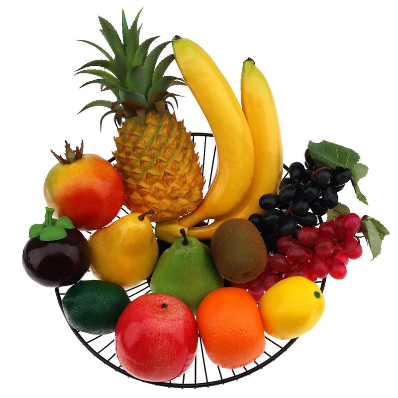 Meiwlong 13 PCS Plastic Fruit for Decor  Artificial Fake Fruit Set with Lifelike PineappleBananaGrapesPear LemonOrange ApplePomegranate  Home Kitchen Party Table Centerpiece Decoration