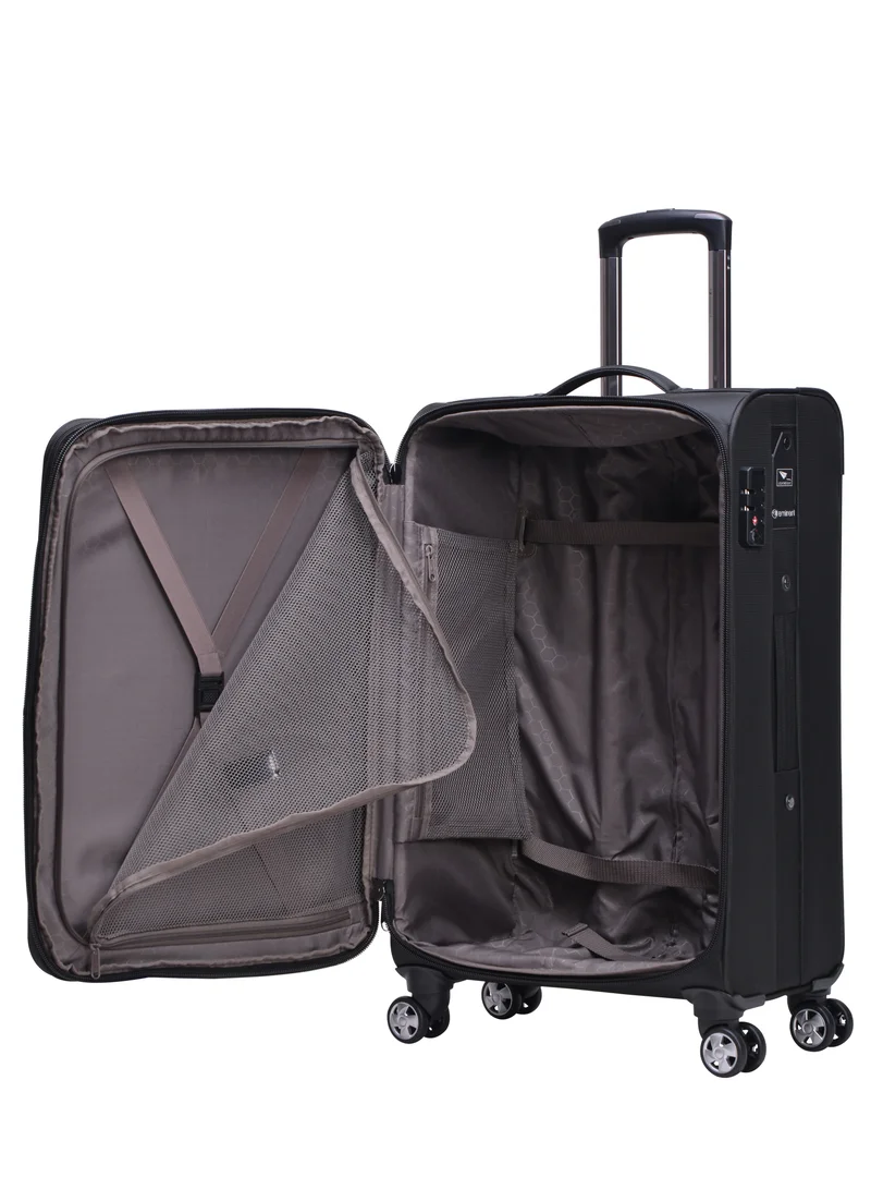 eminent Soft Shell Travel Bag Expandable Luggage Trolley for Unisex Polyester Light Weight Suitcase with TSA lock 4 Quiet Double Spinner Wheels V6093SZ