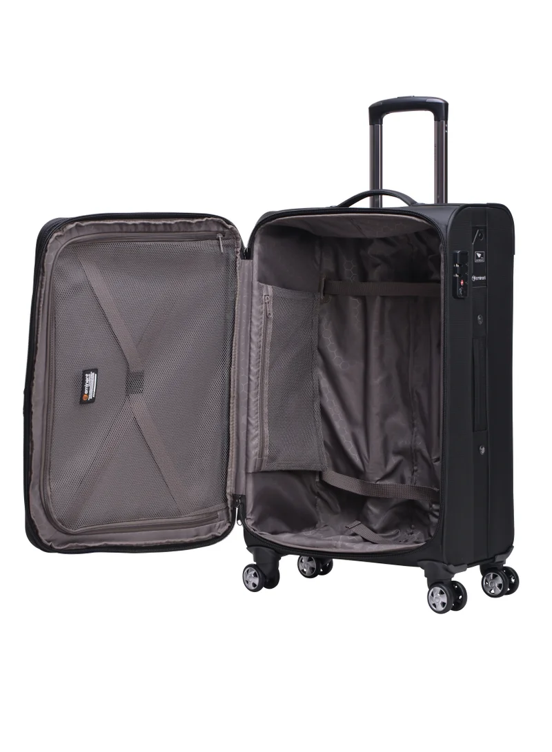 eminent Soft Shell Travel Bag Expandable Luggage Trolley for Unisex Polyester Light Weight Suitcase with TSA lock 4 Quiet Double Spinner Wheels V6093SZ