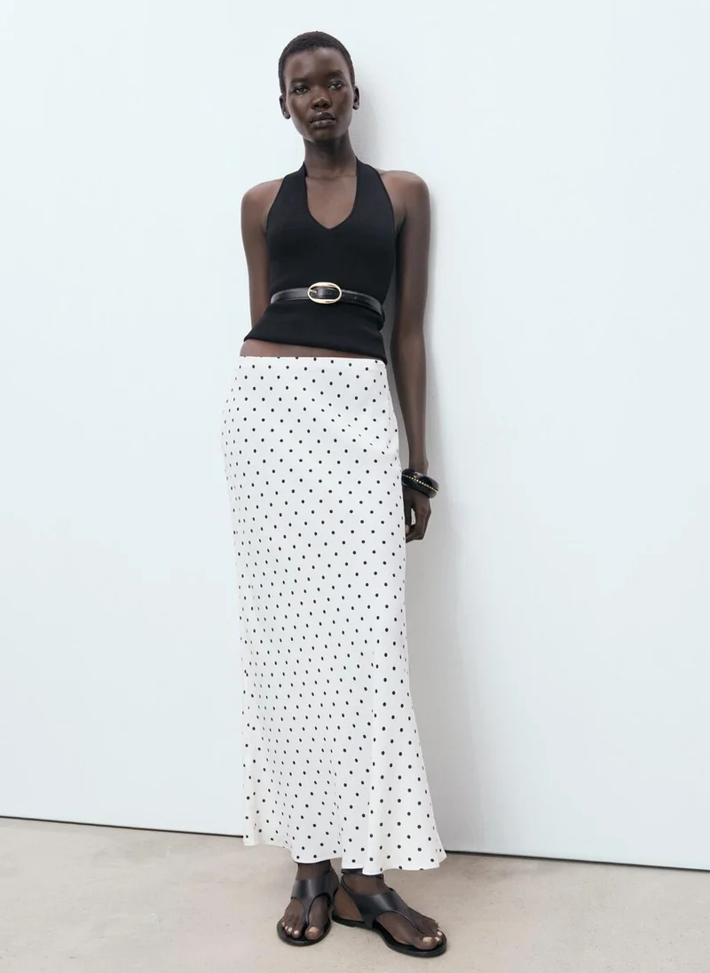 MANGO Long Polka-Dot Skirt