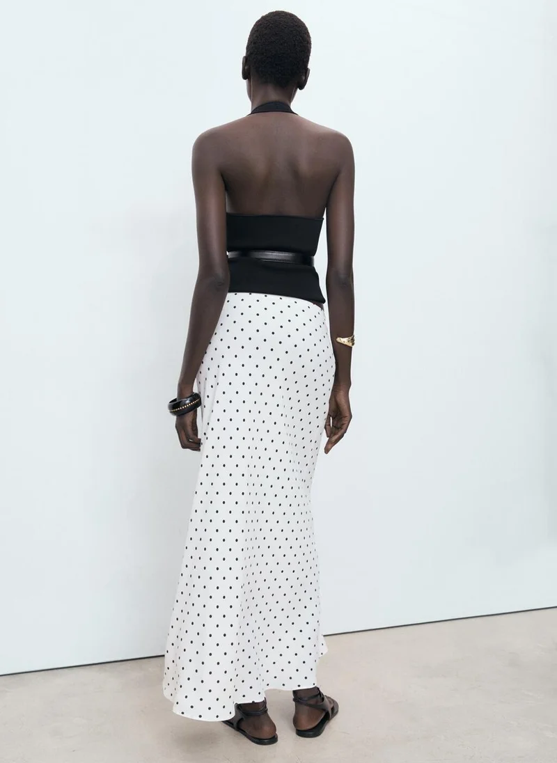 MANGO Long Polka-Dot Skirt