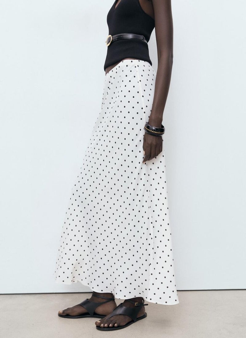 MANGO Long Polka-Dot Skirt  - Image 3
