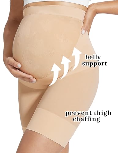 KIM S Maternity Dress Fall Shapewear Clothes Underwear Belly Bands for Pregnant Women Maternity Photoshoot Panties Outfit Baby Shower Dress for Mom be Maternity Leggings Jeans(Nude L) - Image 4