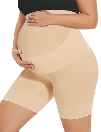 KIM S Maternity Dress Fall Shapewear Clothes Underwear Belly Bands for Pregnant Women Maternity Photoshoot Panties Outfit Baby Shower Dress for Mom be Maternity Leggings Jeans(Nude L) - Image 1