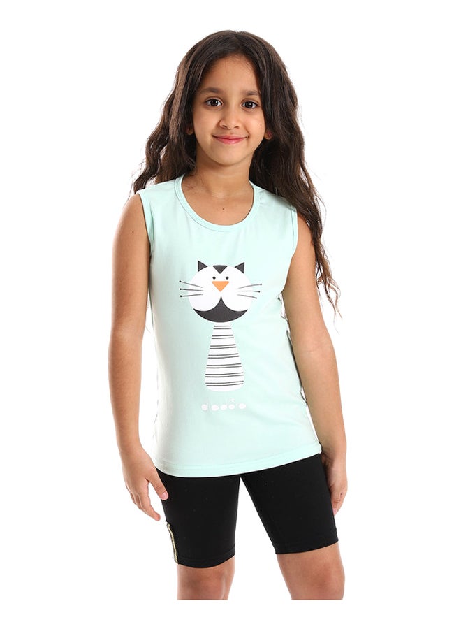 DIADORA Girls Cotton Printed Sleeveless T-Shirt - Image 1