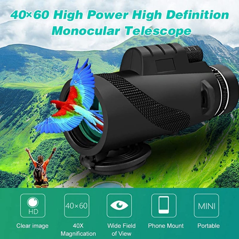 Real Instruments 40X60 Magnification Zoom HD,Monocular for Adults and Children,High Power Telescope Gadget, with Built-in Compass (MC-40X60) - Image 1