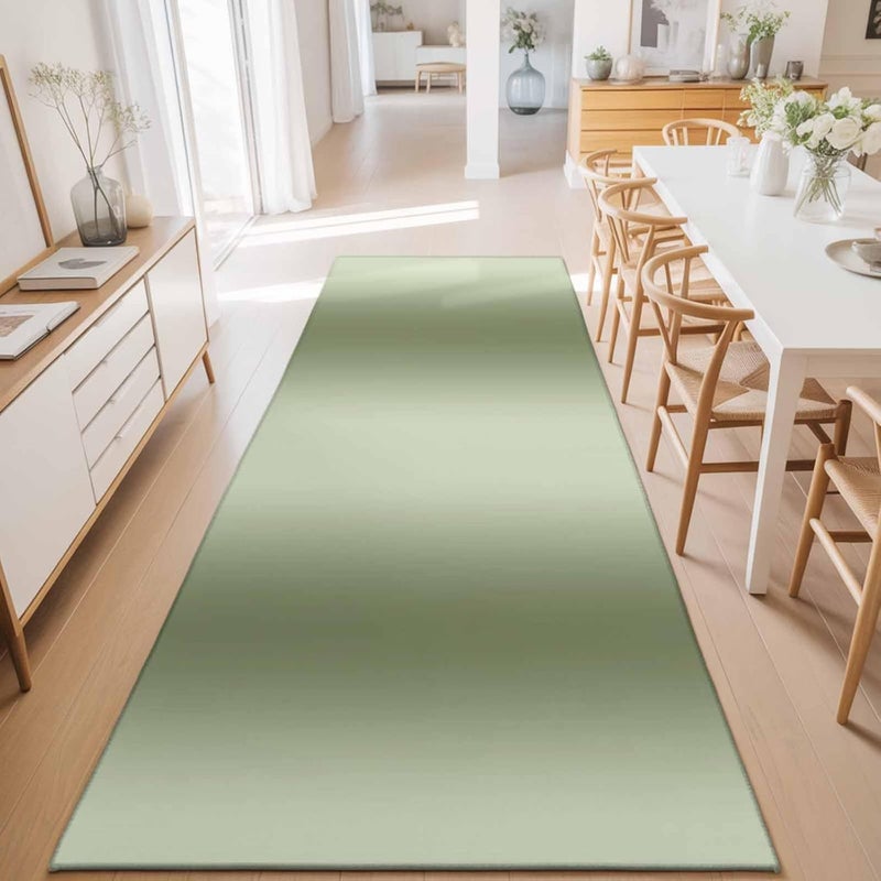 Hallway Runner Rug 2'x6', Ombre Seaweed Green Washable Bathroom Area Rugs for Kitchen Bedroom Laundry, Simple Color Modern Striped Art Non Slip Door Mat Indoor Entrance Floor Throw Bedsides Carpet - Image 5