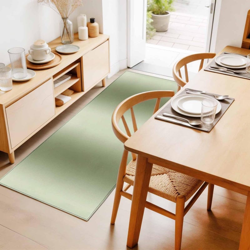 Hallway Runner Rug 2'x6', Ombre Seaweed Green Washable Bathroom Area Rugs for Kitchen Bedroom Laundry, Simple Color Modern Striped Art Non Slip Door Mat Indoor Entrance Floor Throw Bedsides Carpet - Image 4