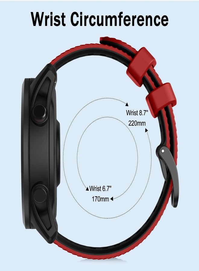 ISABAKE 22mm Strap for Vivoactive 4, Venu 2, Venu 3, Silicone Quick Release Replacement Band for Garmin Forerunner 255/265, Red-Black, 22mm, Modern - Image 5