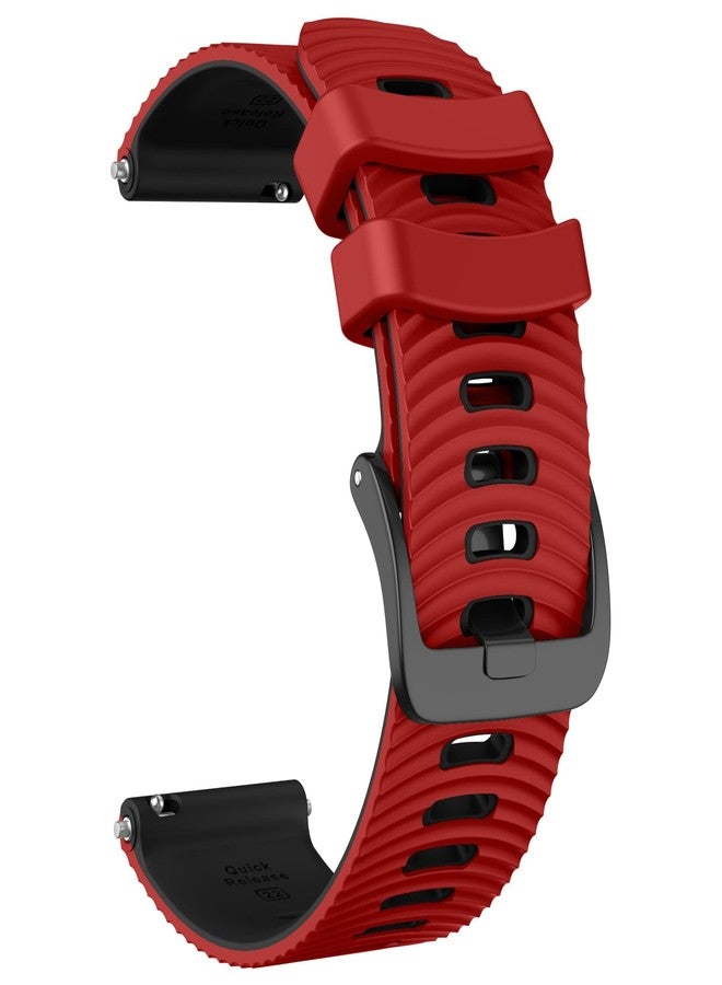 ISABAKE 22mm Strap for Vivoactive 4, Venu 2, Venu 3, Silicone Quick Release Replacement Band for Garmin Forerunner 255/265, Red-Black, 22mm, Modern - Image 1