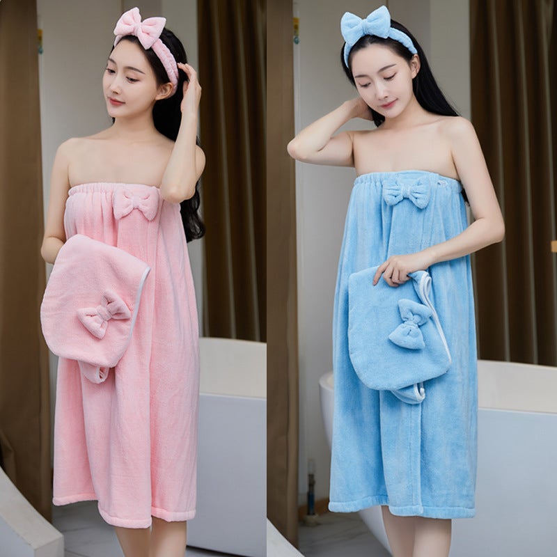 Bath Skirt Coral Velvet Absorbent Wearable Bath Towel For Women, Non-Pure Cotton Bathrobe For Adults, Lint-Free For Bathing - Image 3