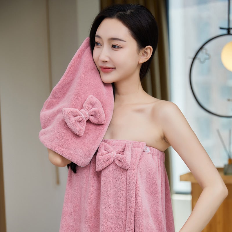 Bath Skirt Coral Velvet Absorbent Wearable Bath Towel For Women, Non-Pure Cotton Bathrobe For Adults, Lint-Free For Bathing - Image 4