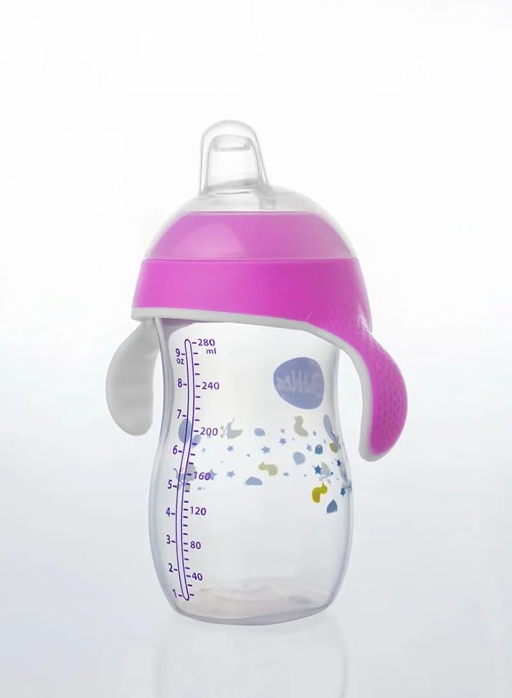 Bubbles Natural feeding bottle 280 ml with two handles and a wide nipple, anti-colic venting system, BPA-free, from 6 to 12 months - Pink - Image 2