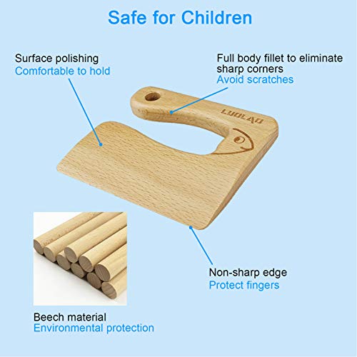 LUOLAO Wooden Kids Knife for Cooking and Safe Cutting Veggies Fruits, Cute Fish Shape Kids Kitchen Tools, Christmas Gifts for kids, 2-5 Years Old Applicable - Image 2