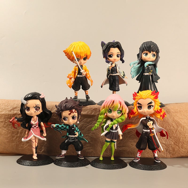 Demon Slayer PVC Figures Tanjiro Nezuko Zenitsu Desk Decor - Image 2