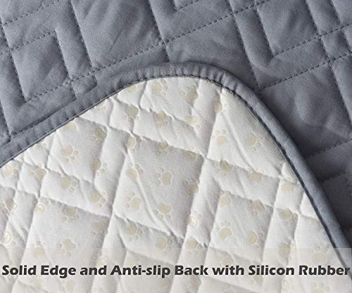 Ameritex Loveseat Cover Water-Resistant Quilted Furniture Protector with Back Nonslip Paws Slipcover for Dogs, Kids, Pets Loveseat Slipcover Stay in Place for Leather (46", Light Grey) - Image 5