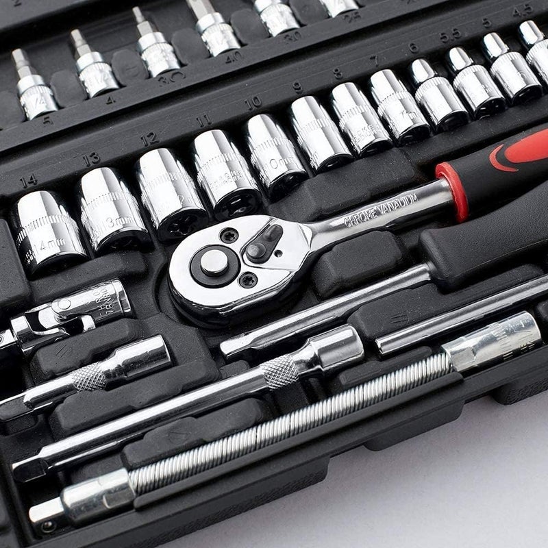 Wopeite 46-Piece Socket Spanner Set with Ratchet and Adapter Tool - Chrome Vanadium Steel - Image 5