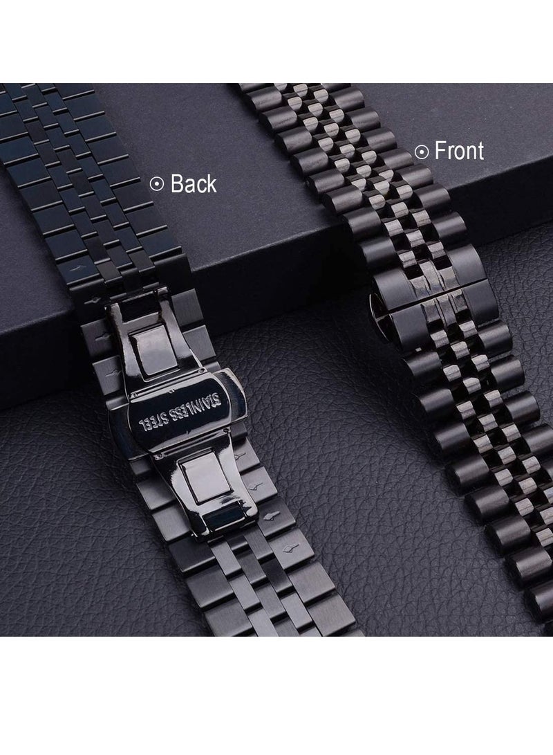 GENNEXT Stainless Steel Heavy Band with Butterfly Folding Clasp Link Bracelet for iWatch Series8/7/6/SE Series 5/4/3/ size42/44/45/49mm - Image 2