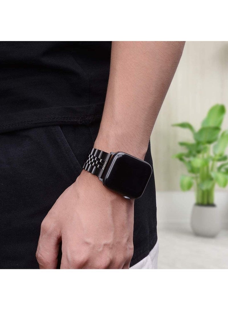 GENNEXT Stainless Steel Heavy Band with Butterfly Folding Clasp Link Bracelet for iWatch Series8/7/6/SE Series 5/4/3/ size42/44/45/49mm - Image 4