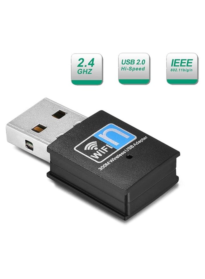 بيتا دونجل WiFi، محول شبكة لاسلكية USB مصغر بسرعة 300 ميجابت في الثانية لأجهزة الكمبيوتر المكتبي واللابتوب - يدعم أنظمة التشغيل Windows 10/8/8.1/7/Vista/XP، macOS، وLinux - Image 1