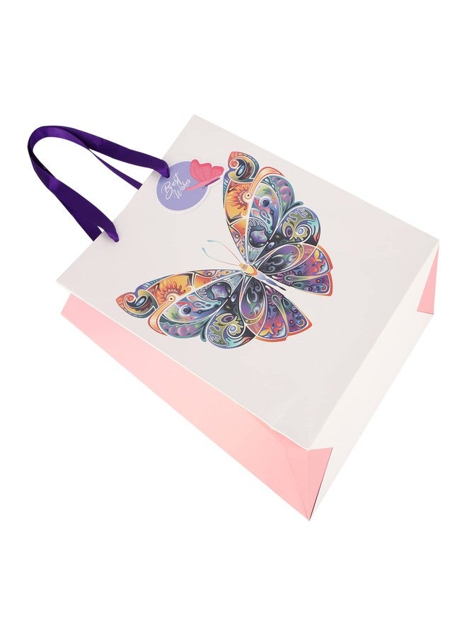 DOODLEDASH Gift Carry Bags - Medium Size (25 x 33 x 8.5 cm) - With Satin Ribbon Handles & Gift Tag -Design 2 (Unicorn) & Design 5 (Butterfly) - Pack of 6 Pcs - Image 3