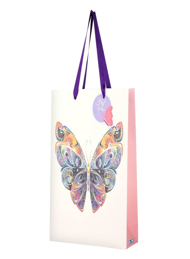 DOODLEDASH Gift Carry Bags - Medium Size (25 x 33 x 8.5 cm) - With Satin Ribbon Handles & Gift Tag -Design 2 (Unicorn) & Design 5 (Butterfly) - Pack of 6 Pcs - Image 1
