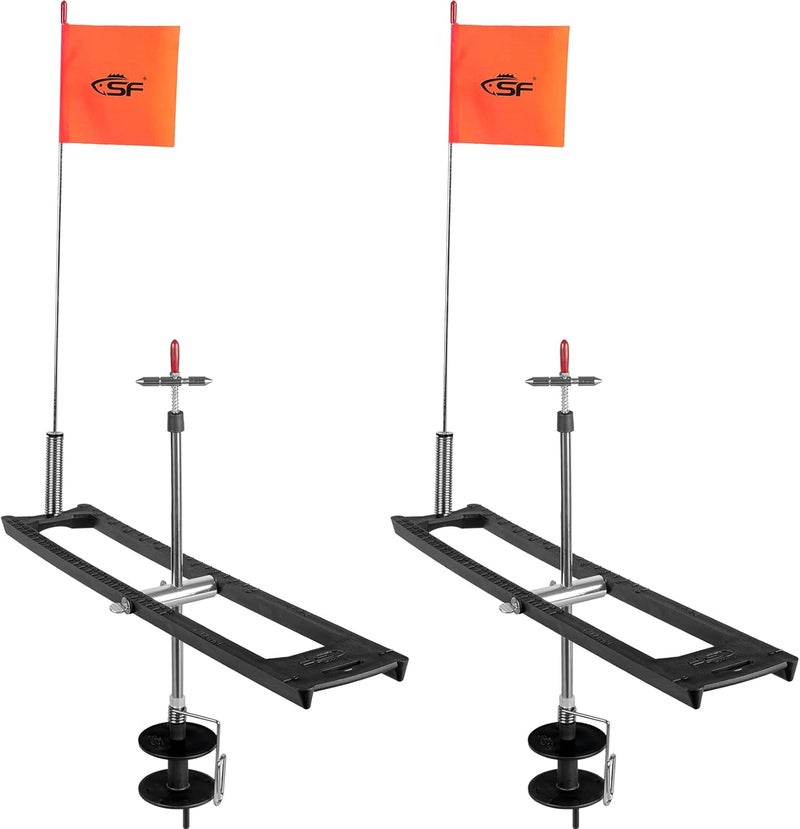 sf. Ice Fishing Tip-Up Foldable with Orange Pole Flags/10.6'' Freeze-Proof Thermal Ice Fishing Accessories with Orange Pole Flags, Built-in Storage - Image 1