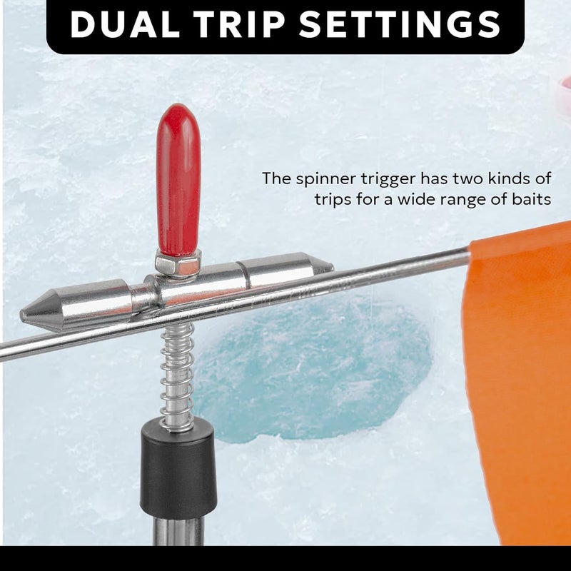 sf. Ice Fishing Tip-Up Foldable with Orange Pole Flags/10.6'' Freeze-Proof Thermal Ice Fishing Accessories with Orange Pole Flags, Built-in Storage - Image 4